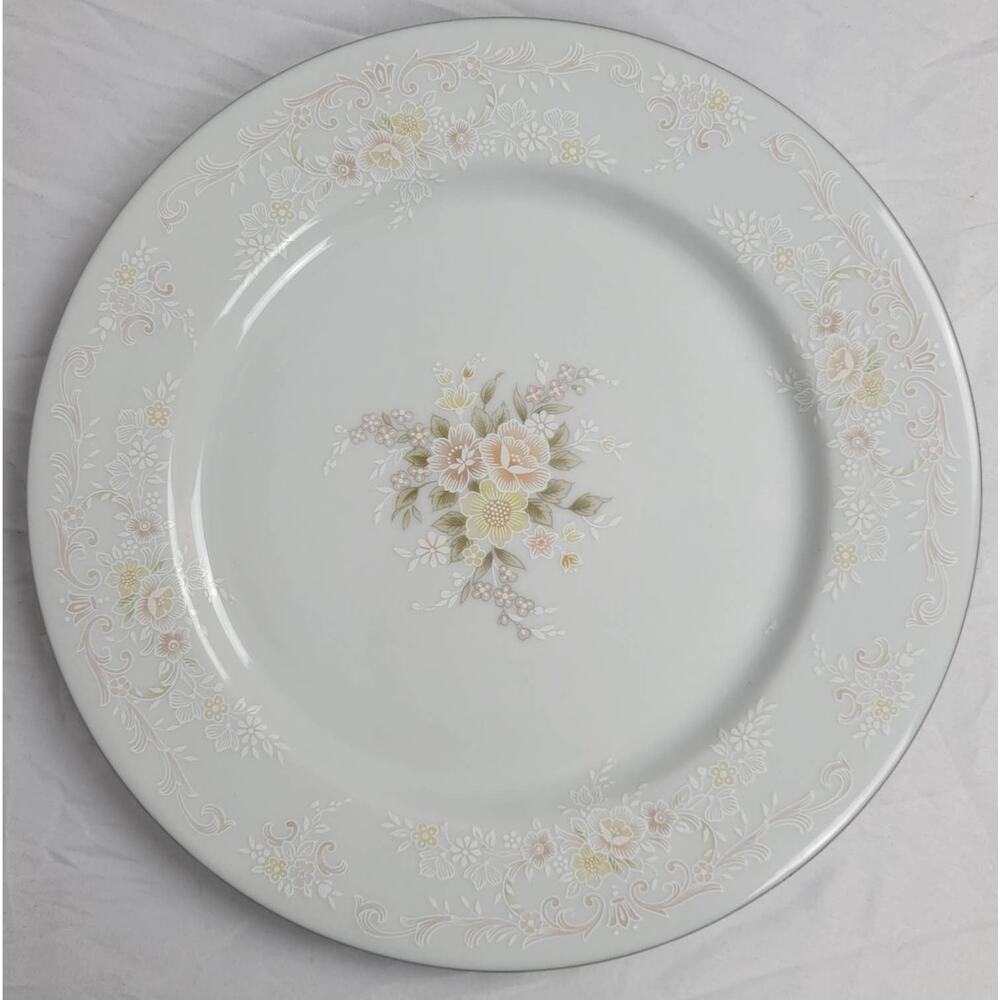 Crescent Fine China Jie Pai Dinner Plate Painted Golden Flowers and Accents